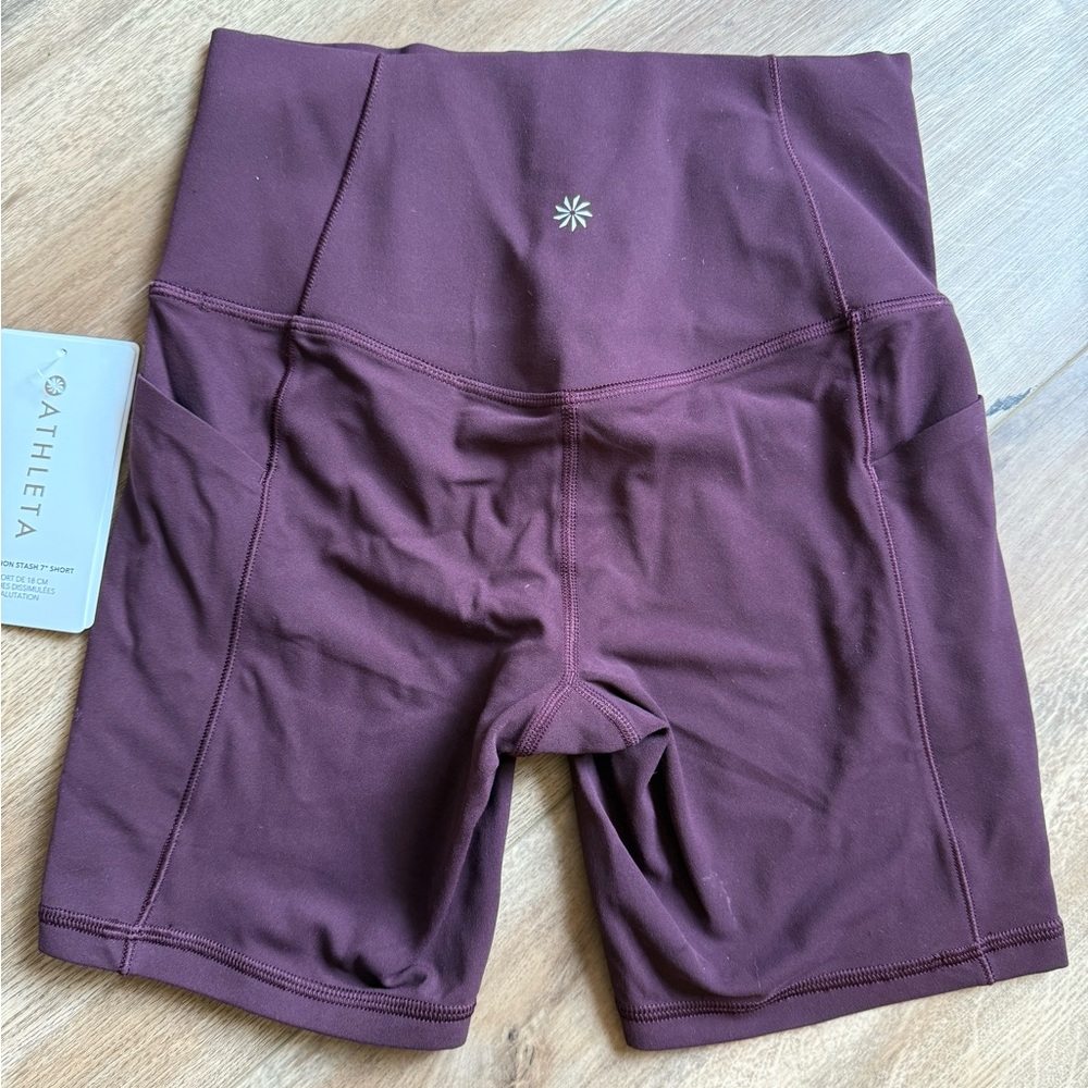 Athleta Purple Bike Shorts High Waist Compression